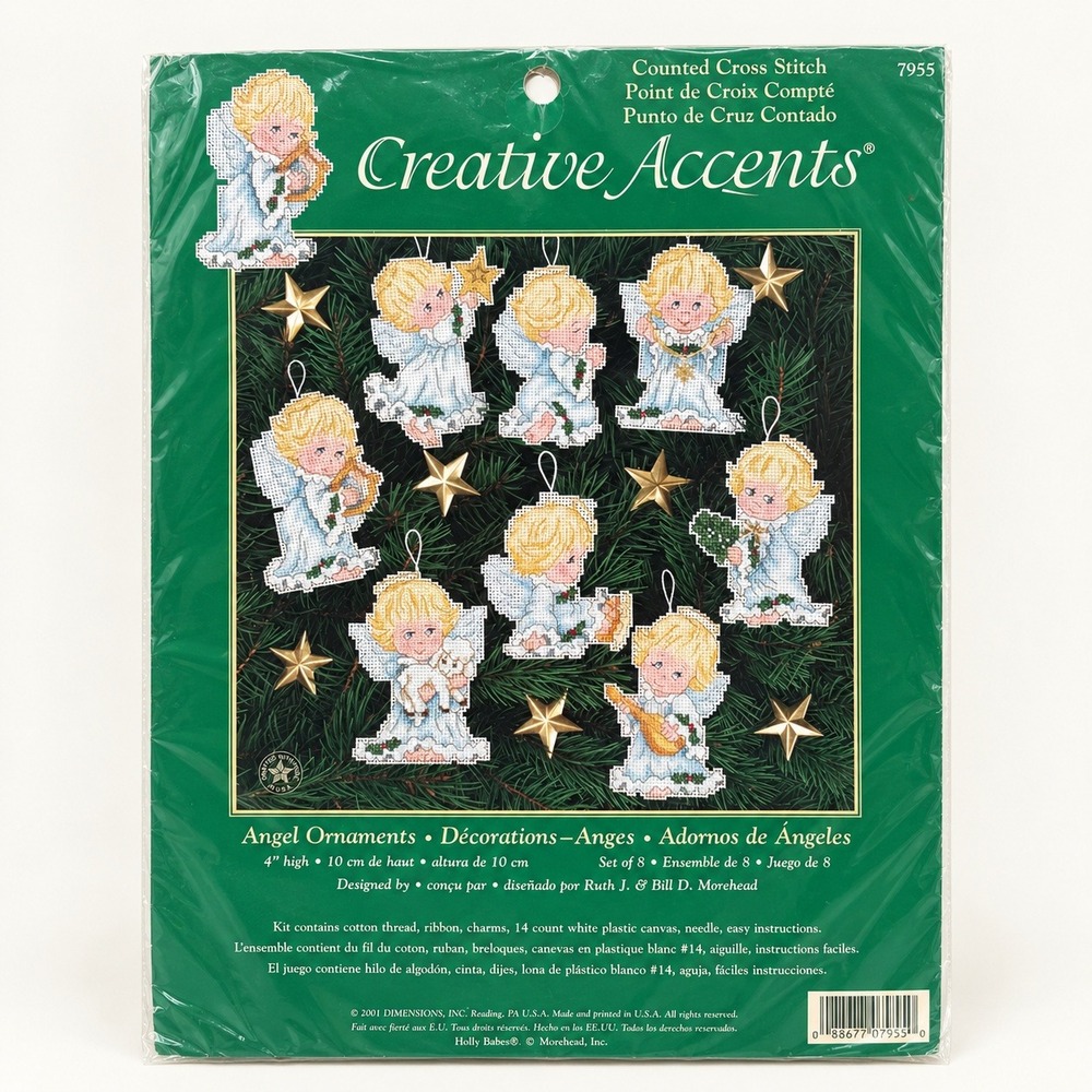 Angel Ornament Counted Cross Stitch Kit Set Of 8 Morehead Creative Accents 7955